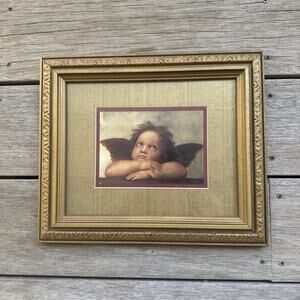 Y2K 90s Framed Art Print Angel Cherub Sistine Chapel Madonna Painting